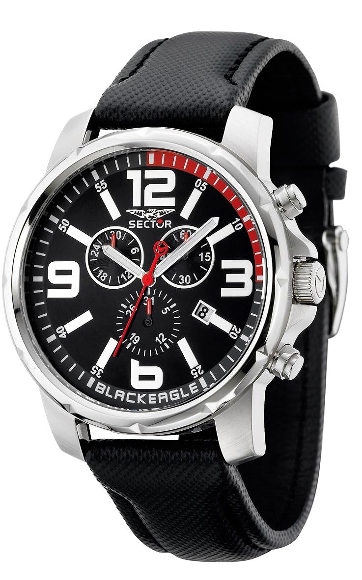 SECTOR Black Eagle Black Leather Chronograph